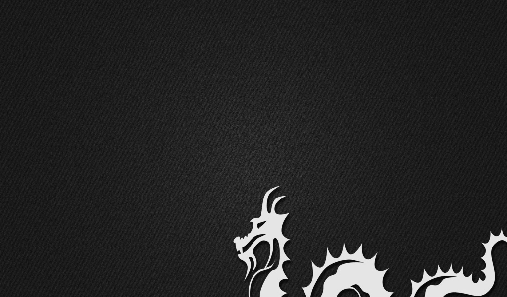 Белый дракон, черный фон