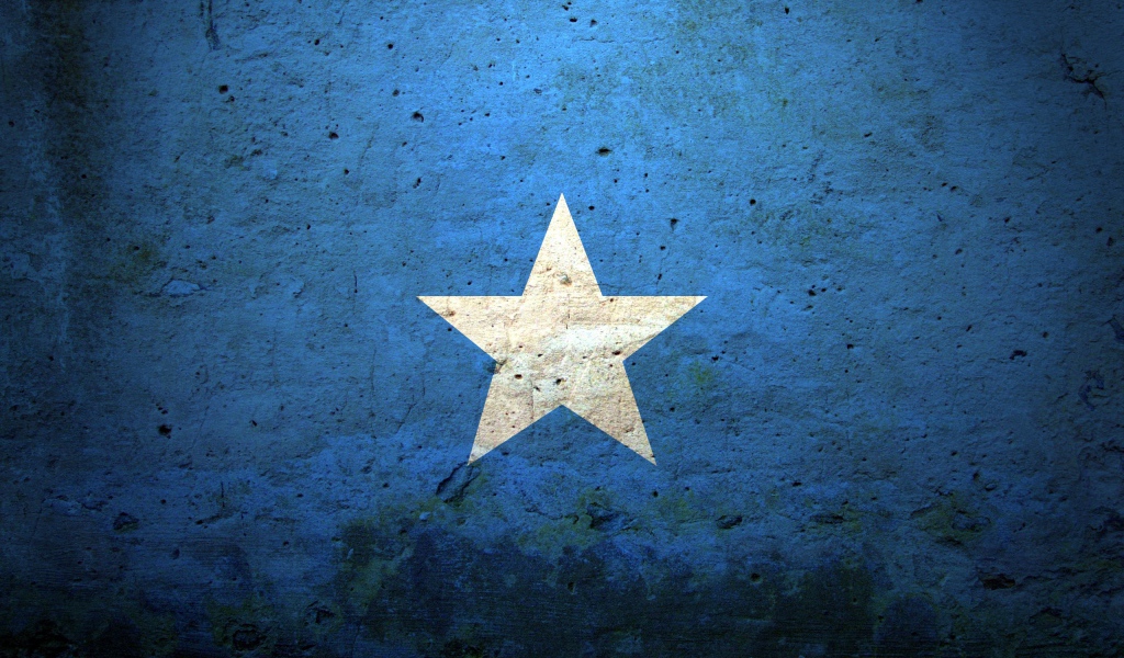 Белая звезда, голубой фон