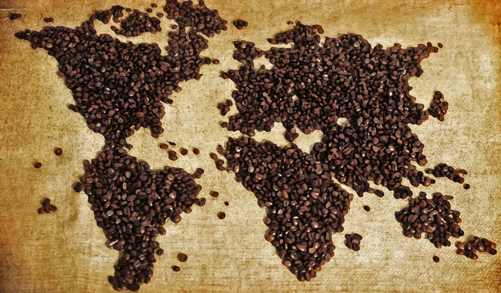 Карта мира из молотого кофе