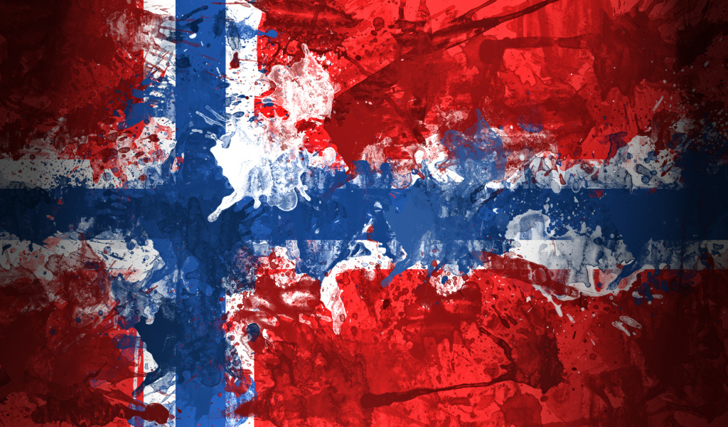 Флаг Норвегии нарисованный красками