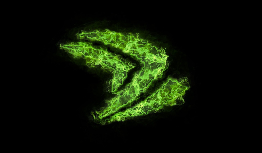 Логотип Nvidia из зеленого пламени