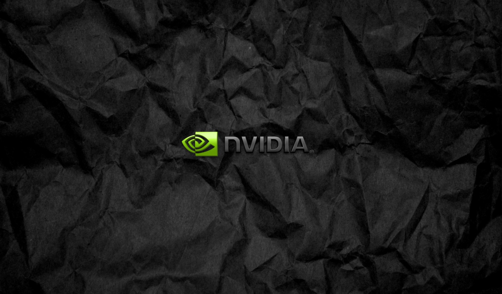 Символика Nvidia на мятой черной бумаге