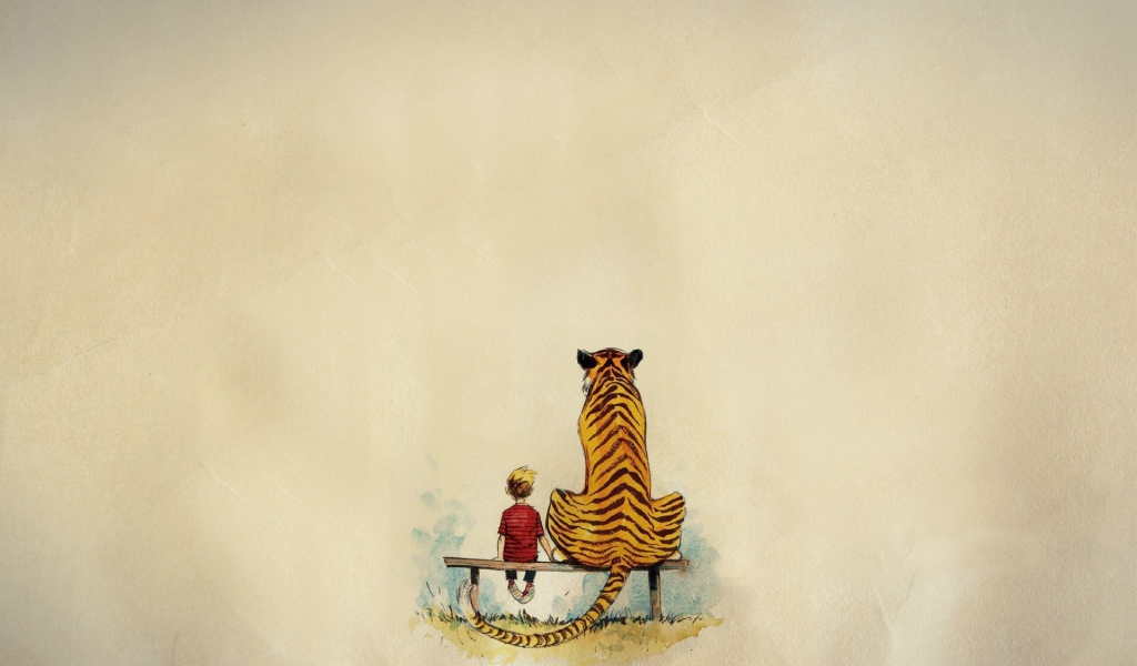 Мальчик и тигр из комикса Кельвин и Хоббс