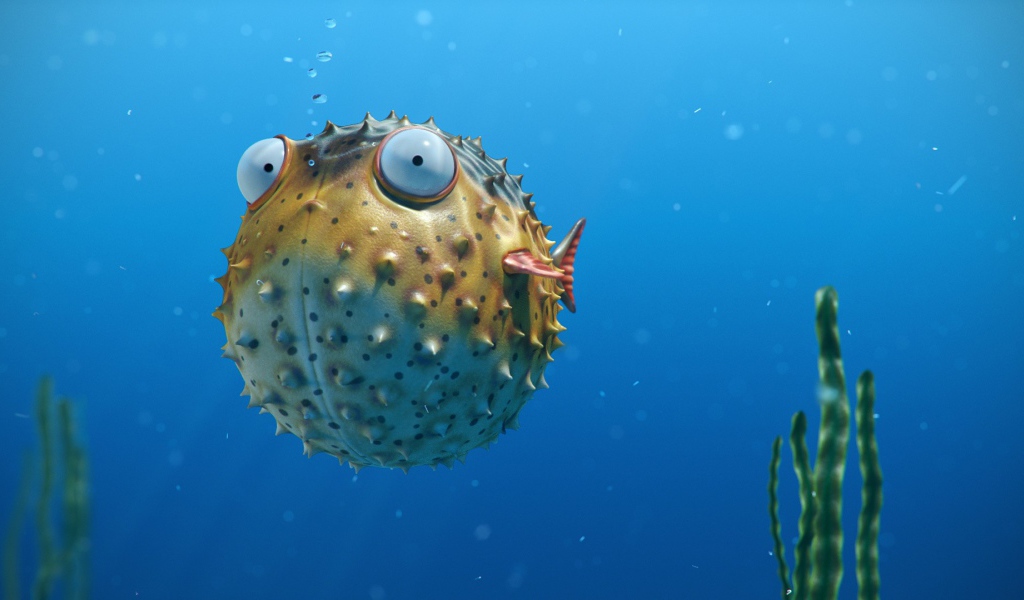 Рисованный мультфильм Corky the Blowfish