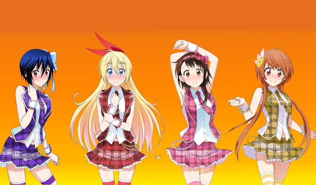 Девочки аниме в клетчатых нарядах