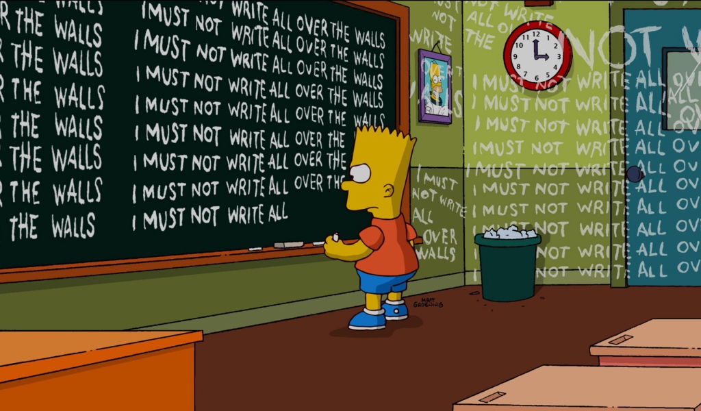 Барт Симпсон пишет на стенах