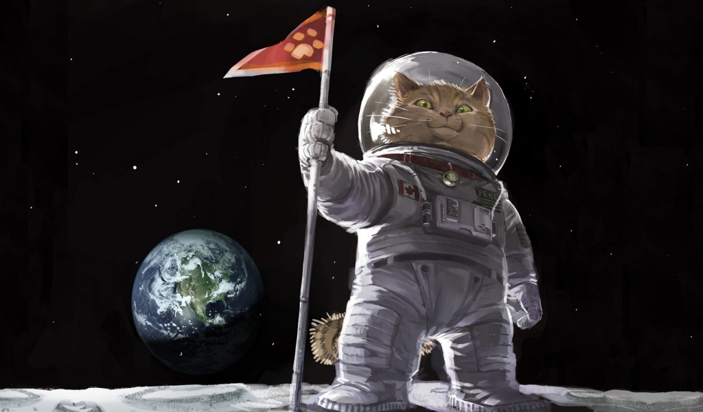 Кот космонавт на Луне