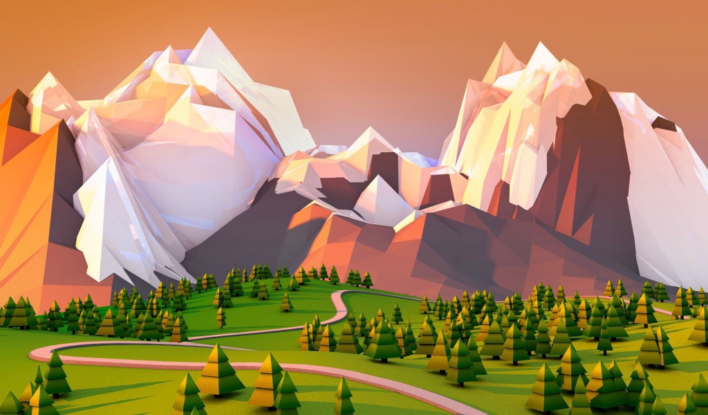 Кубический горный пейзаж