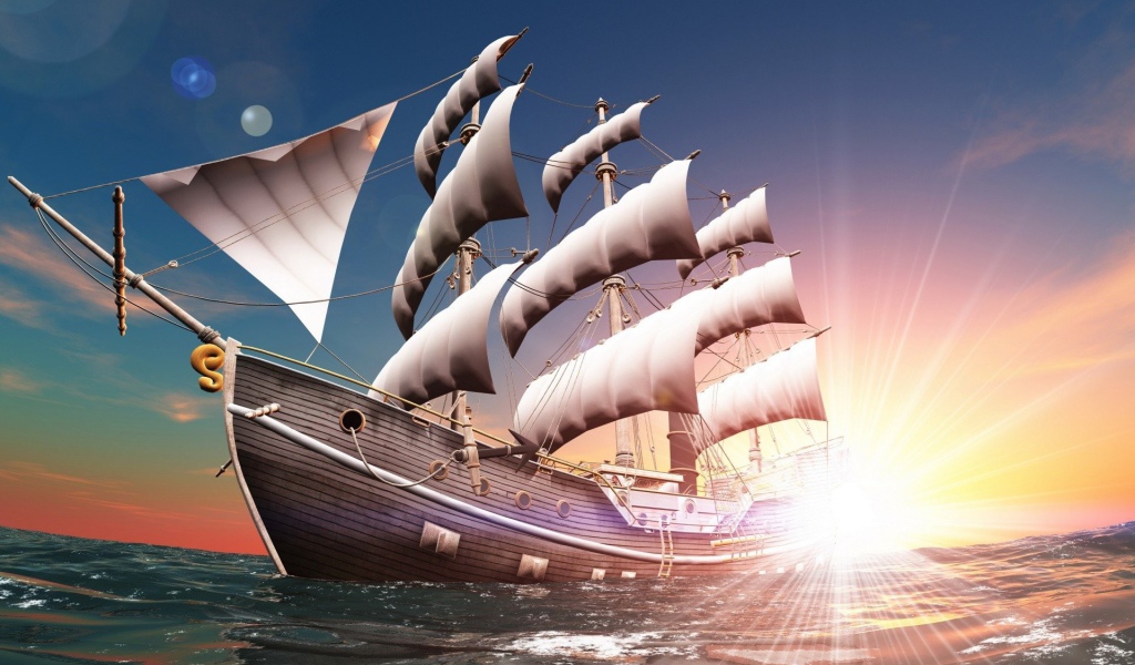 Парусник идет на встречу приключениям, мультфильм