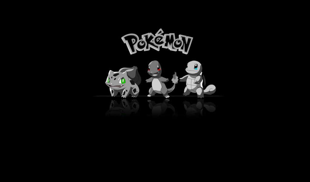 Серые покемоны на черном фоне