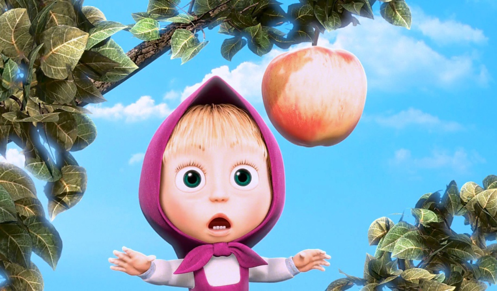 Маша увидела яблоко, мультфильм Маша и медведь