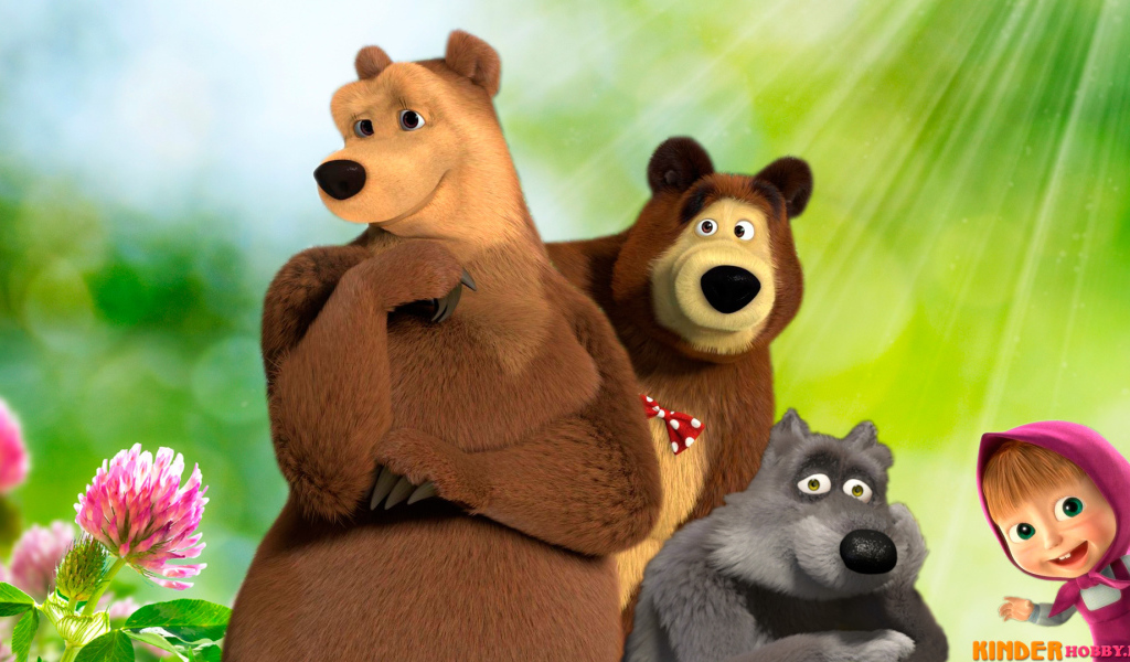 Маша и медведь на прогулке с друзьями