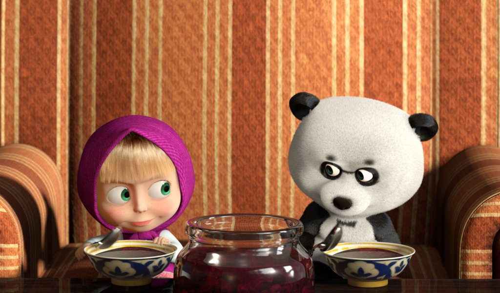 Маша кушает варенье, мультфильм Маша и медведь