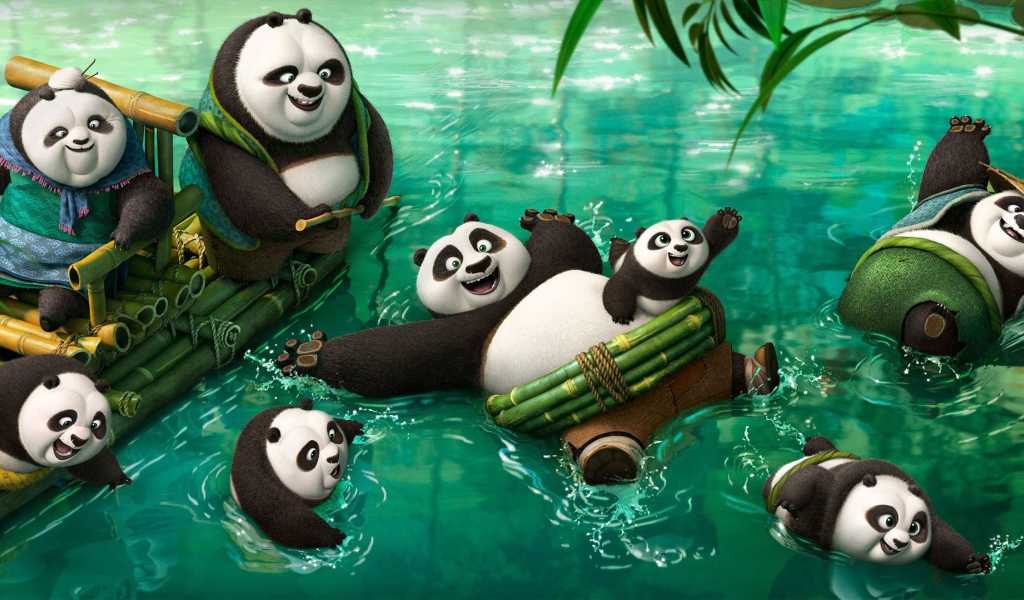 Панды резвятся в воде, мультфильм Кунг-фу панда