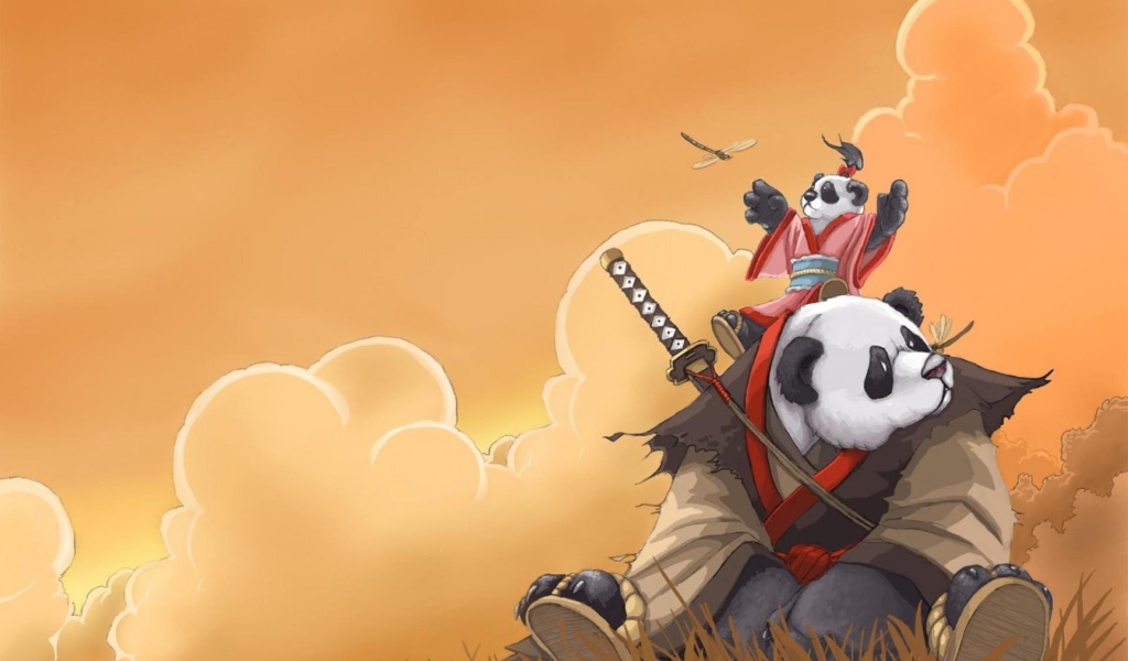 Панда самурай с детенышем, мультфильм Кунг-фу панда