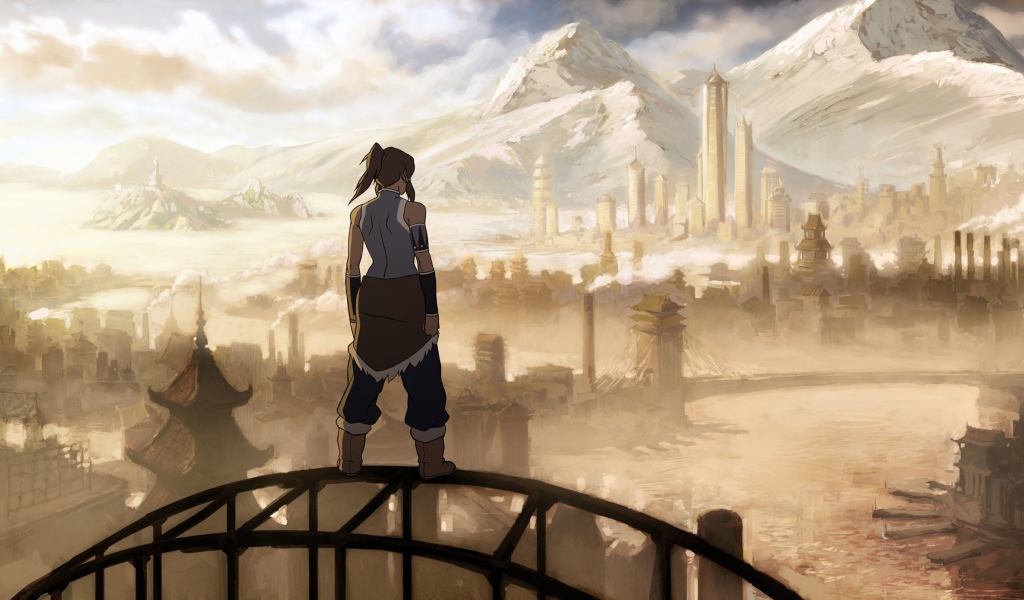 Девушка смотрит на город, мультфильм Легенда о Корре