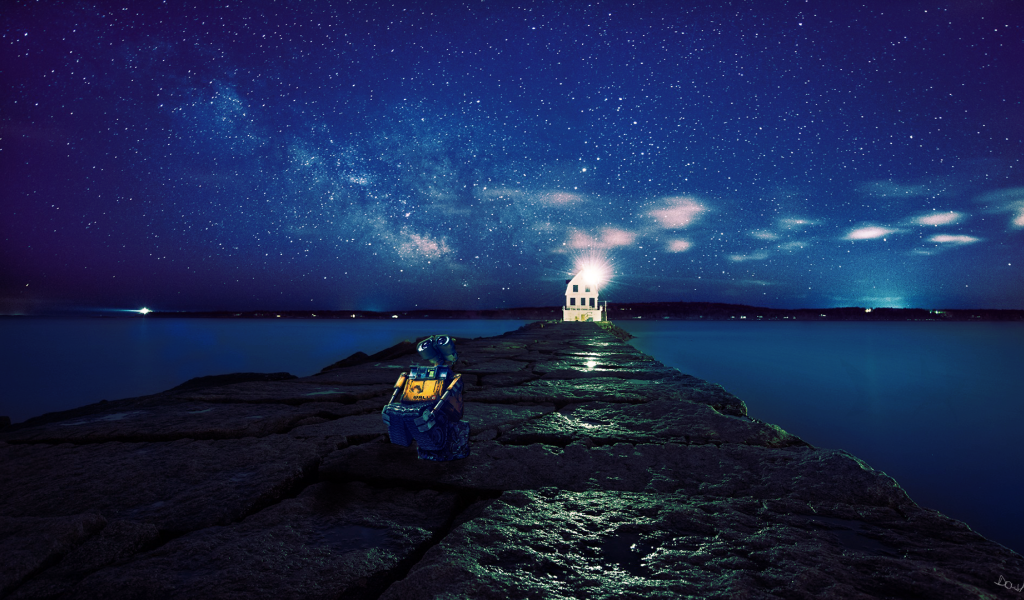 Робот WALL·E под звездным небом