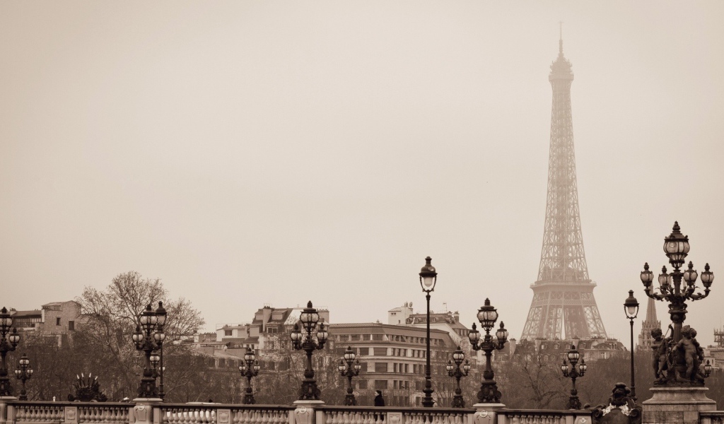 Черно белое фото Парижа