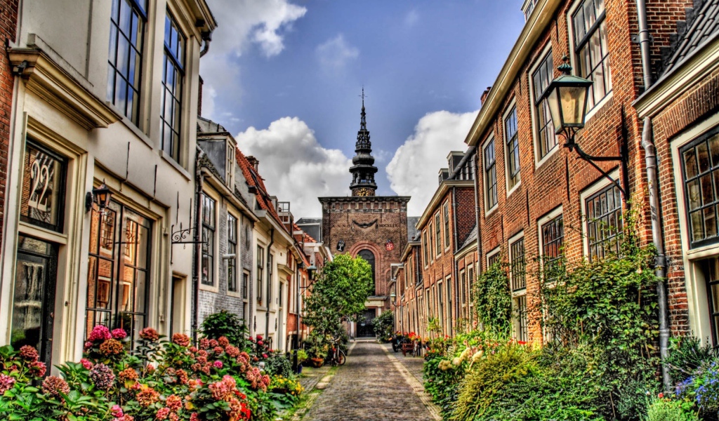 Цветущая узкая улица