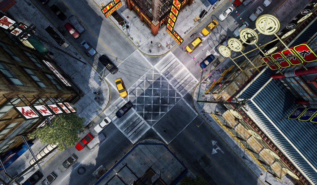 Оживленный перекресток в китайском квартале