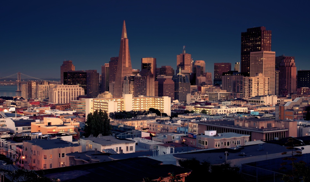 Вечерние небоскребы города Сан-Франциско