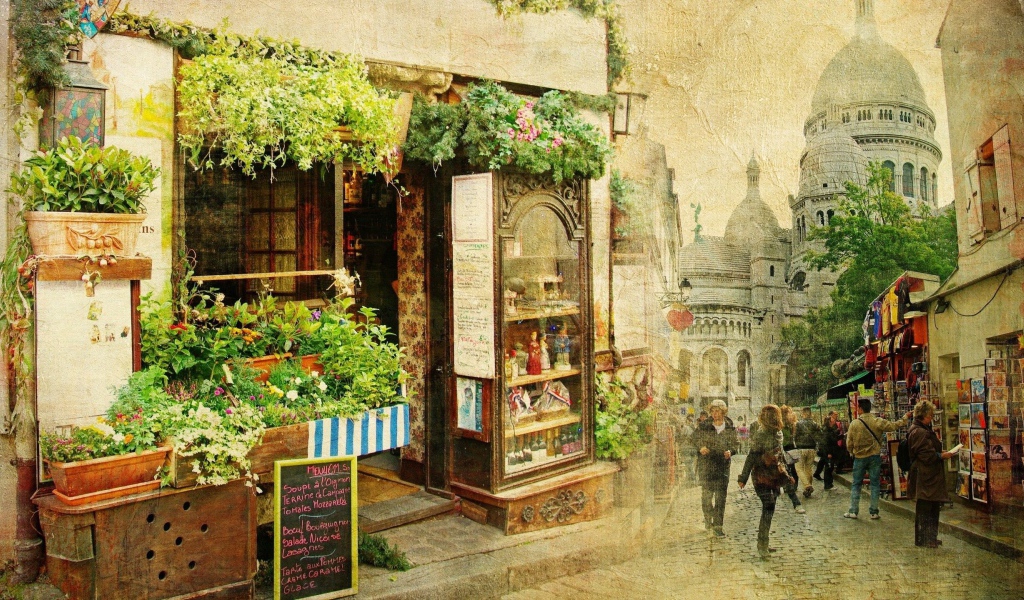 Цветочная лавка на одной из улиц Парижа