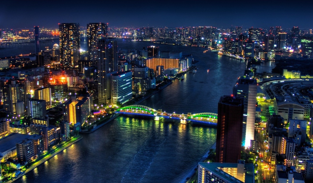 Ночной мост в Токио