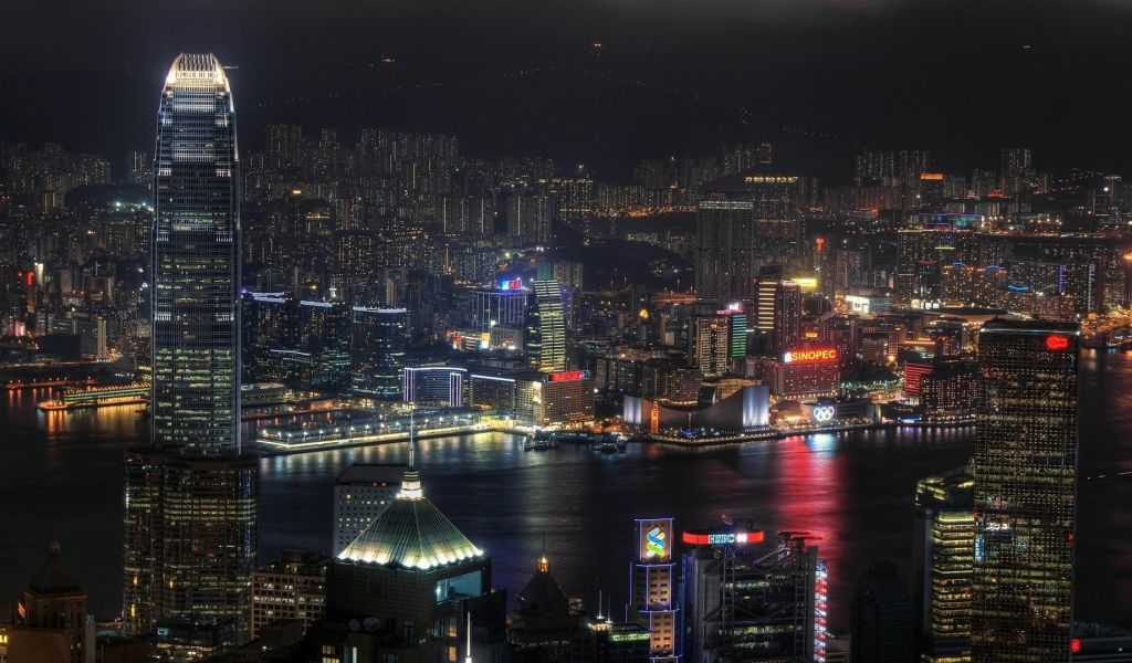 Ночной город Гонконг