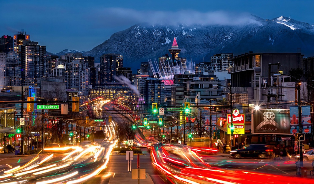 Ночной город Ванкувер, Канада