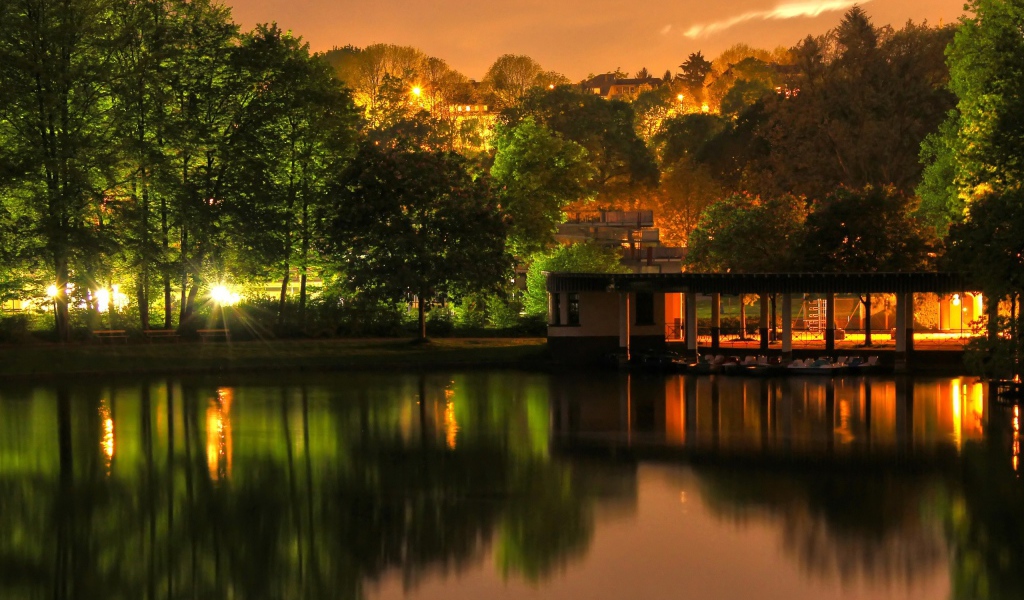 Ночное освещение в городском парке