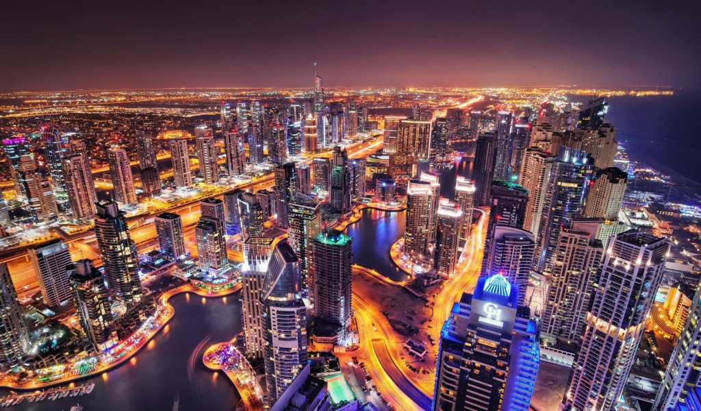 Ночные огни Дубая