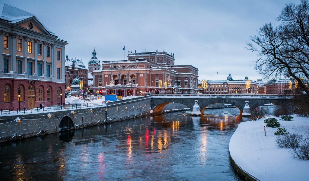 Зимний Стокгольм Швеция