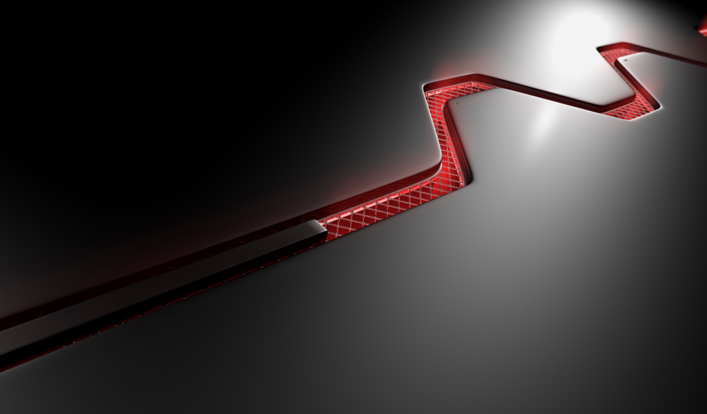 Красная решетка на корпусе компьютера