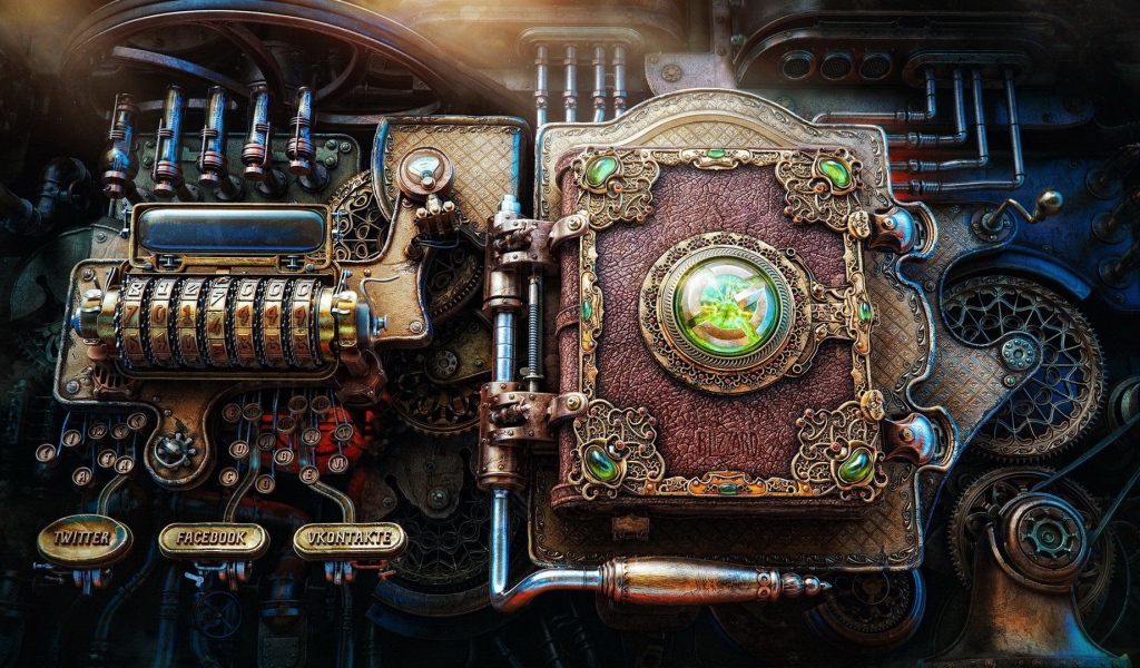 Панель компьютера стимпанк