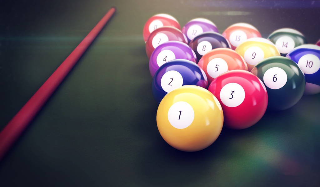Кий и бильярдные шары