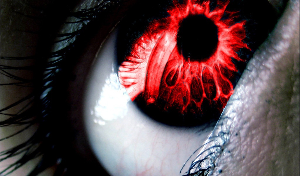 Огненно красный зрачок глаза
