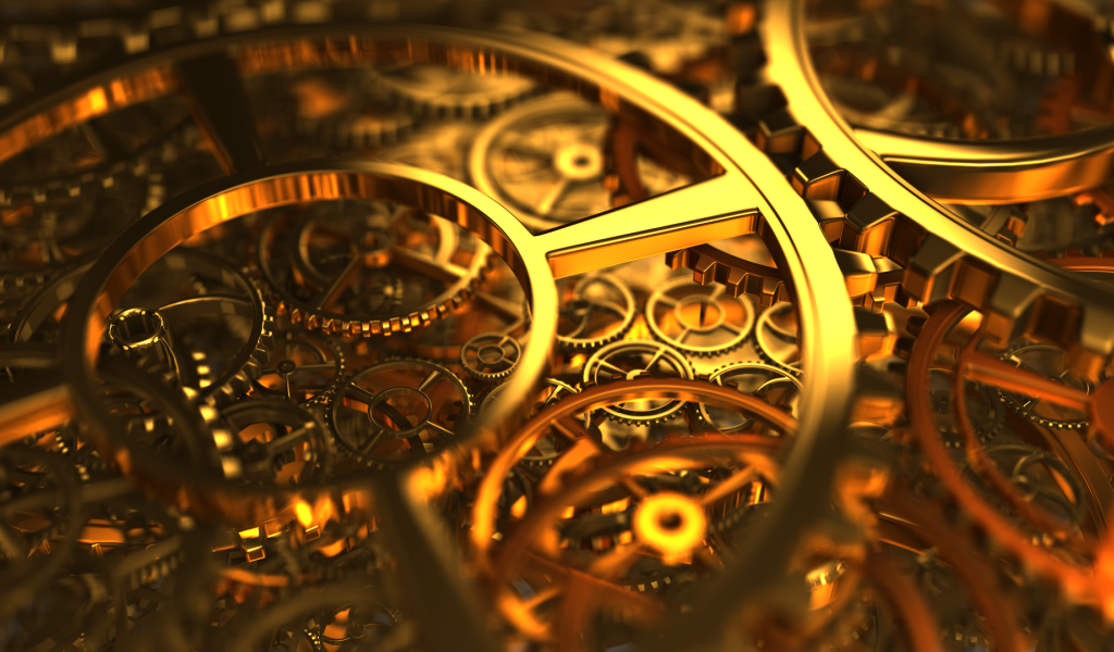 Золотые шестеренки на часах