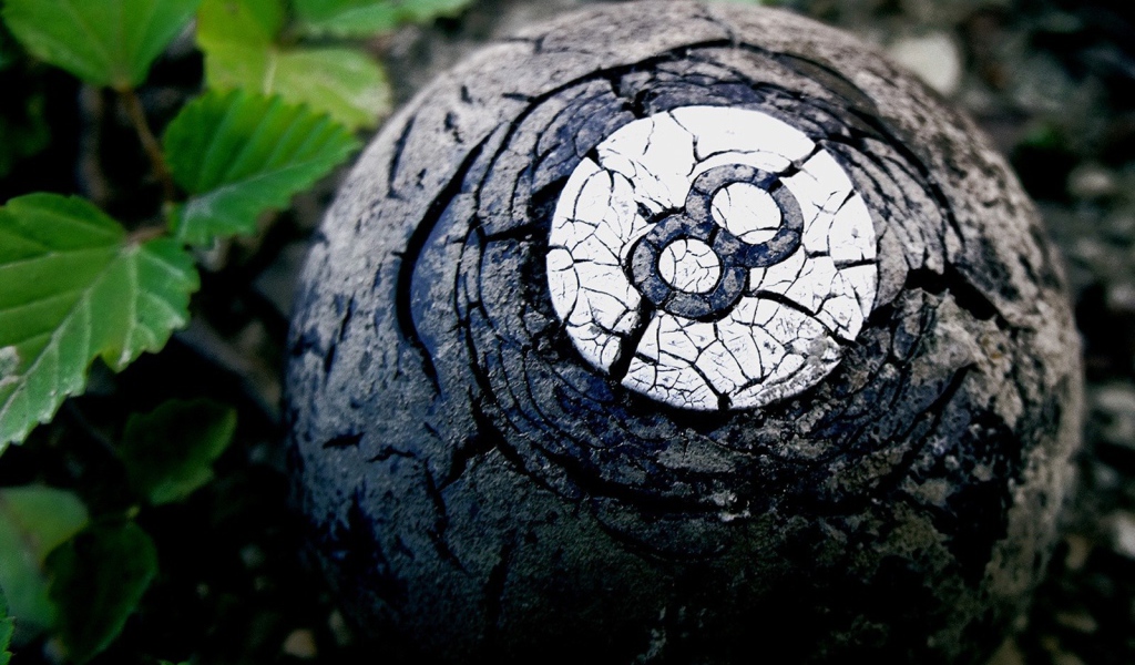 Старый бильярдный шар в лесу