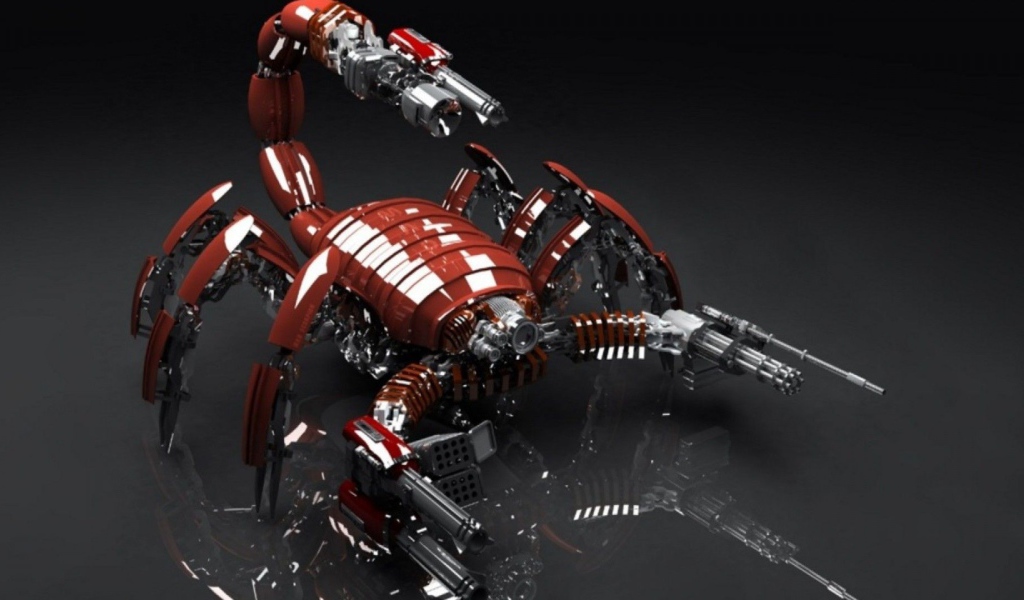 Робот скорпион красного цвета