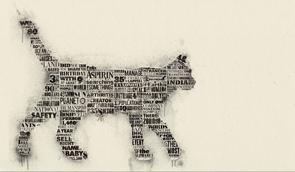 Силуэт кошки из надписей