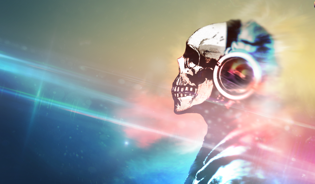 Череп слушает музыку