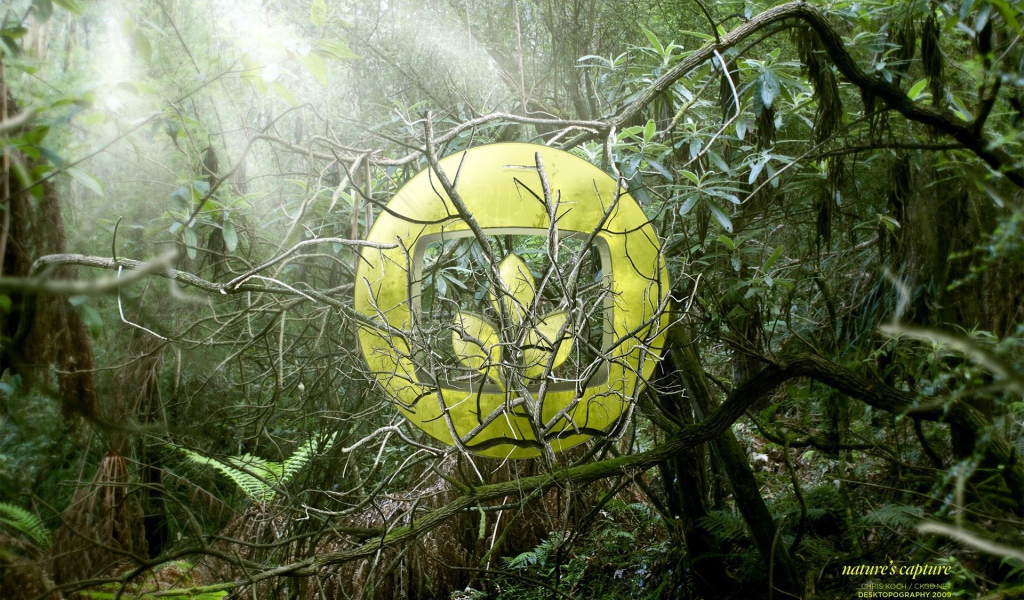 Символ лепестков на фоне зарослей