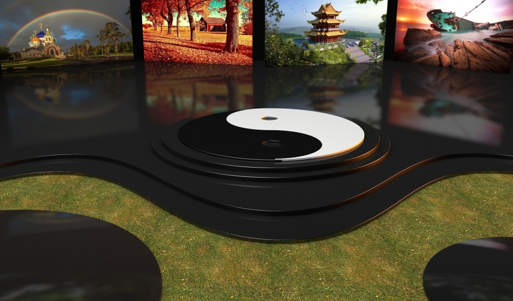 Символ Инь и Янь на полу