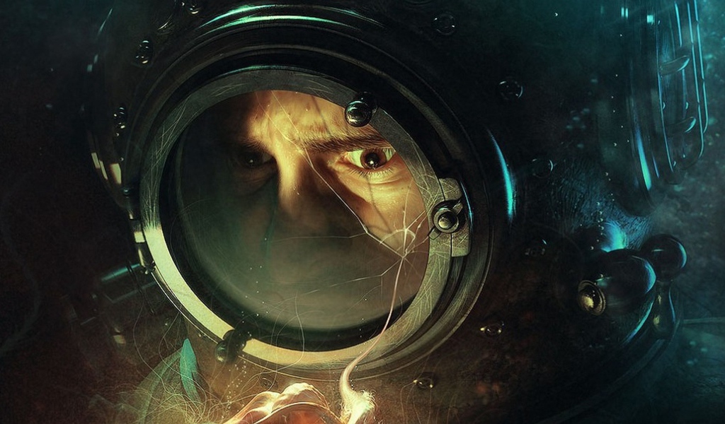 Трещина на стекле шлема водолаза