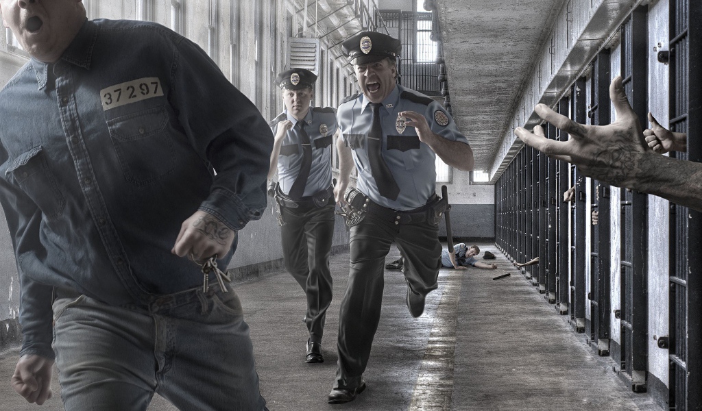 Преступник убегает от охраны в тюрьме