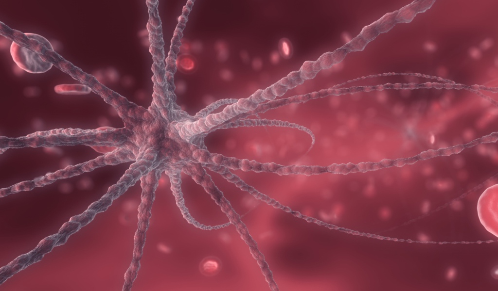 Изображение вируса, розовый фон