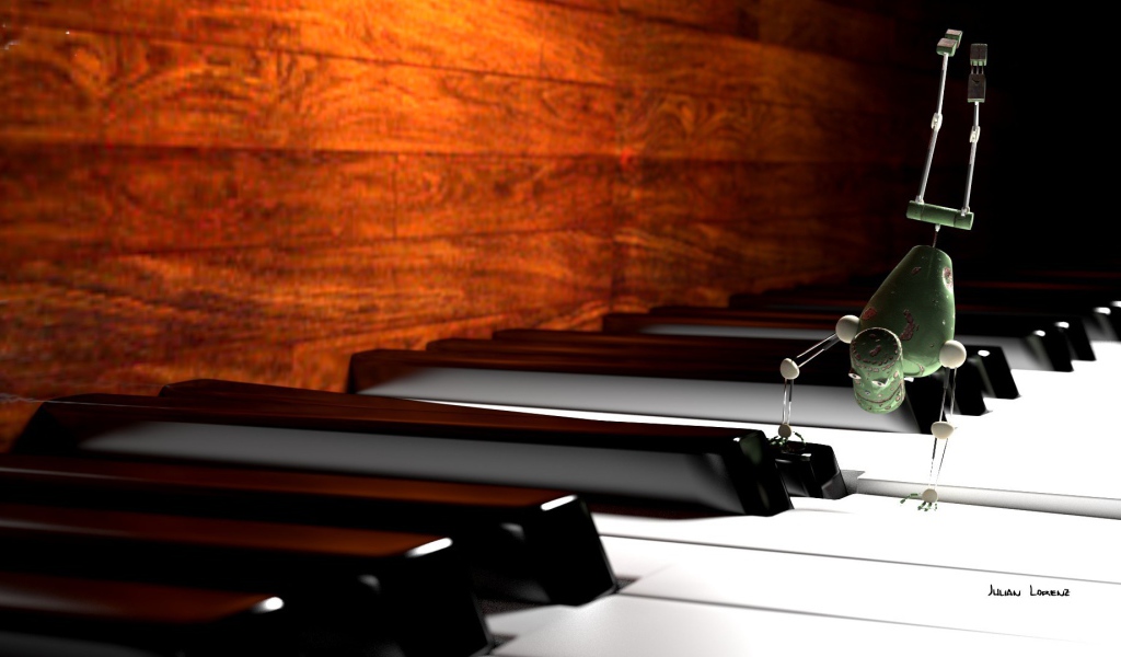 Маленький робот на пианино