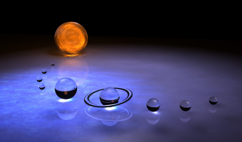 Модель солнечной системы из стекла