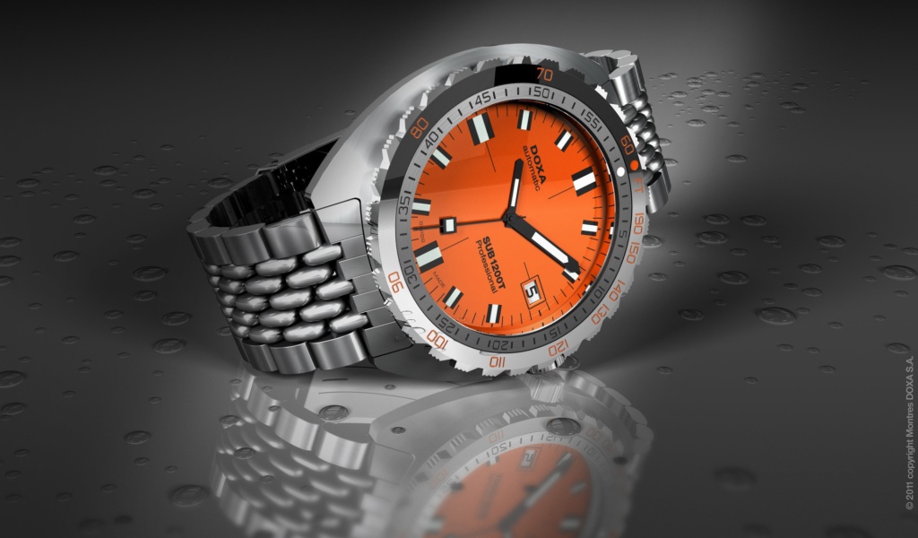 Часы Докса с оранжевым циферблатом