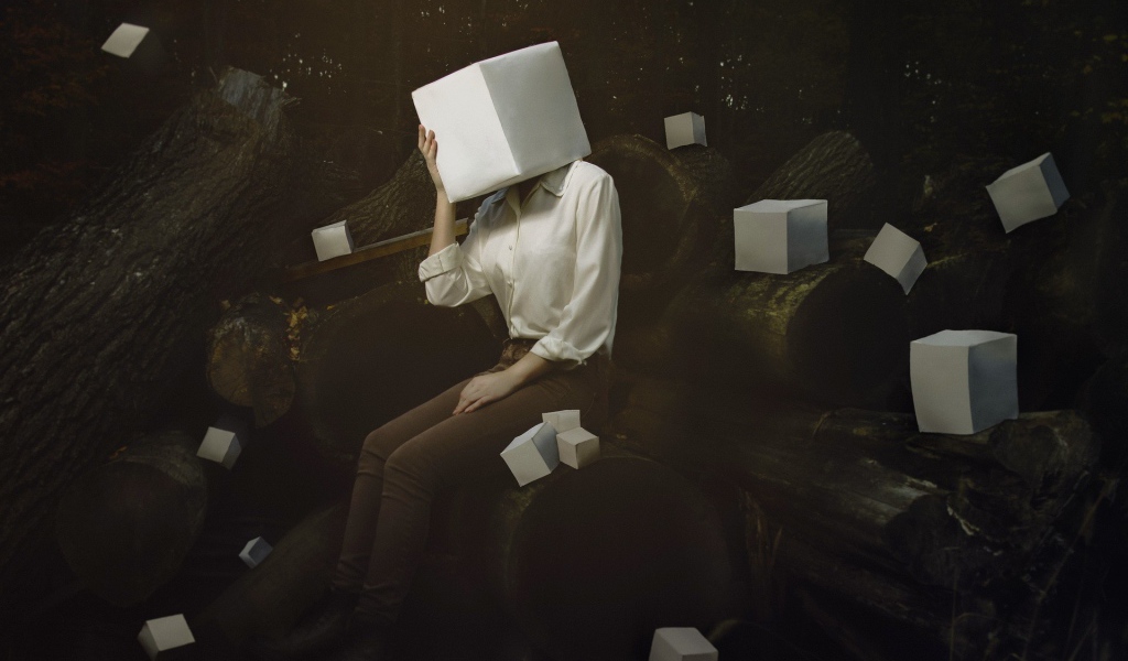 Белый куб вместо головы